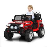 Maxmass Kids Electric Ride on Truck, 12V Battery Powered Vehicle with Parent Remote Control, Lights, Music & Horn, Toddler Motorized Off-road Car for 3 + Years Boys Girls (Red)