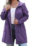 IN'VOLAND Women Plus Size Raincoat Long Rain Jacket Lightweight Hooded Windbreaker Waterproof Jackets with Pockets