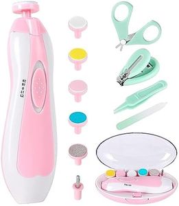 Baby Nail Trimmer Electric-12 in 1 Baby Nail Clippers Safe Baby Nail File Kit with a Nail Clipper, Scissor, Tweezers, and Nail Files (Pink+)