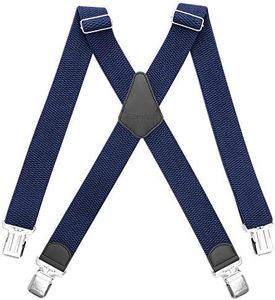 HBselect Tirantes 4 Clips X Forma Ancho 4 cm Tirantes Elásticas Longitud Adjustable Para Hombre y Mujer (Azul Marino)