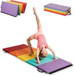 HearthSong 5-Panel Colorful Rainbow Folding Kids' Gymnastics Tumbling Mat for Active Play, with Carrying Handles, 77 Inches Long x 30 Inches Wide