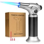 Gibot Culinary Torch, Blow Torch Kitchen Refillable Butane Torch Lighter with Adjustable Flame and Safety Lock for Creme Brulee, Desserts,BBQ and Baking(Butane Gas Not Included)