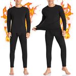 SIMIYA Thermal Underwear Set for Men Soft Fleece Lined Long Johns Base Layer Set Top Bottom Cold Winter (Black, L)