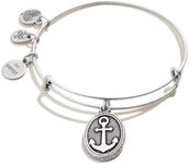 Alex and Ani Path of Symbols Expandable Bangle for Women, Anchor Charm, Rafaelian Silver Finish, 2 to 3.5 in