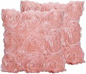 SeptCity Decorative Throw Pillow Covers for Couch Cushion Case Romantic Love Satin Rose Wedding Party Home Decor Home Gift (Set of 2)- #Pink