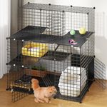 YITAHOME Large Cat Cage Indoor Cat Enclosure with Balcony, Detachable 3-Tier Metal Wire Kennels, DIY Cat Kennels Crate Playpen Catio for 1-3 Cats, 106 x 71 x 106 cm