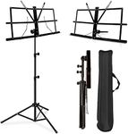 Imaginea Music Stand, Music Stand & Desktop Book Stand, Portable and Lightweight with Music Sheet Clip Holder & Carrying Bag Suitable for Instrumental Performance (Black)