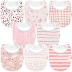 8-Pack Organic Baby Bibs for Boys, Girls - Soft Cotton Drooling and Teething Baby Bibs, Baby Girl Bibs, Baby Boy Bibs, Baby Drool Bibs for Baby Girl, Boy, Newborn Infant Bibs (Sweet Charm)