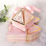 SATYAM KRAFT 20 Pcs Decorative diamond shape paper Folding Storage Box for diwali , Return Gift ,Birthday, Gift Boxes with Ribbon, Perfect for Packing Chocolate, Dry Fruits ,sweet (Pack of 20) (light pink)