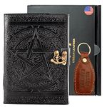 Urban Leather Black Book of Shadows - Pentagram Star Leather Journal - Drawing Sketchbook Spellbook Writing Notebook, Unlined