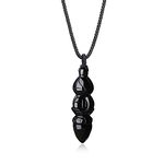 COAI Prayer Black Obsidian Vajra Buddha Necklace Black Stone Necklace