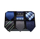 HISDERN Men's Tie Set Lot 5 Pcs Necktie and Pocket Sqaure Formal Business Classic Multiple Ties for Men Wedding Neckties Handkerchief with Gift Box