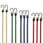 CUALITYX Bungee Cords with Hooks Heavy Duty Pack of 10 Weatherproof & UV-Resistant Elastic Bungee Straps – Ideal for Securing Luggage, Camps, Tarps, Garden Furniture, Wheelie Bin Lid Covers