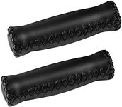 SOLODRIVE Bike Handlebar Grips, Vinyl Leather Grips, Hand-Stitched for Beach Cruiser Bike, Fits Most 22.2mm (7/8") Bicycle Handlebar (Black)