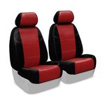 Coverking Custom Fit Front 50/50 Bucket Seat Cover for Select Ford Escort Models - Premium Leatherette 2-Tone (Red with Black Sides)