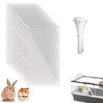 PeSandy Pet Cage Liner, Cage Edge Liner Protection, 12 PCS Clear Cage Edge Guard for Rabbit Guinea Pig Hamster Hedgehog Chinchilla Ferret Bunny, Obstruct Cage Side Litter (Transparent, 11.8x5.9IN)