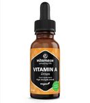 Vitamin A Drops 5000 IU High Strength per Daily Dose, Retinol Liquid & Vegan, 50 ml (1700 Drops), Natural Food Supplement Without Additives, High Bioavailability