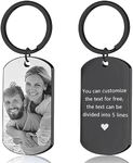 JUBOPE Custom Personalized Picture Text Keychain, Laser Engraved Keychain, Personalized Photo Keychains Gifts for Men Boyfriend