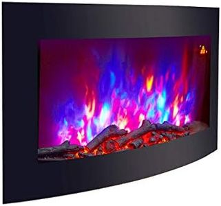 2025 TRUFLAME 89.2CM WIDE CURVED BLACK GLASS WALL MOUNTED ELECTRIC FIRES FIRE FIREPLACE WITH LOG FUEL EFFECT!