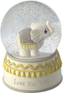 Precious Moments 179303 Resin/Glass Love You Tons Elephant Musical Snow Globe, Gray Chevron