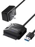 UGREEN SATA to USB 3.0 Adapter Cable for 3.5 2.5 Inch SSD HDD SATA III Hard Drive Disk Support UASP Compatible with Samsung WD SanDisk Hitachi Toshiba SSD, with 12V Power Adapter, Not for IDE SSD