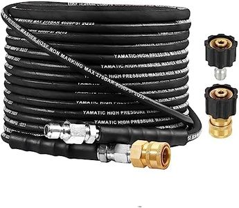 YAMATIC Kink Resistant Pressure Washer Hose 1/4" 50FT, Wear Resistant 4000PSI Power Washer Hose, Steel Wire Braided Hot & Cold Water Replacement Extension Hose with 3/8" to M22-14 Quick Connect Set