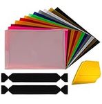 SISER EasyWeed Heat Transfer Vinyl, 7.5 Inch x 12 Inch Starter BUNDLE Plus Vinyl Wrap Toolkit including Yellow Detailer Squeegee & 2x BlackFelt Edges - Choose Your Bundle (12 Color 7.5 Inchx12 Inch Roll Pack w/tools)