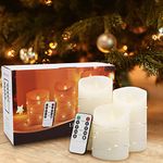 LED Candles Flameless Candles 4" 5" 6" Set of 3 Real Wax Light with Embedded Fairy Lights Realistic Flickering Flame LED Candles Battery Operated Lantern Candles with Remote Control and Timer