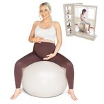 BABYGO® Birthing Ball For Pregnancy Maternity Labour & Yoga + Our 100 Page Pregnancy Book, Exercise, Birth & Recovery Plan, Anti-Burst Eco Friendly Material (Oatmeal, 65cm)