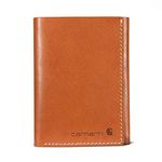 Carhartt Men's Trifold Wallet, Durable for Men, Available in Leather and Canvas Styles travel wallets, Buff Tanned Leather Rough Cut (Tan), One Size UK