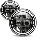 7" Round LED Headlight DOT Approved with Low Beam and High Beam Compatible with Jeep Wrangler JK JKU LJ CJ TJ 1997-2018 Headlights Exclusive Patent (Black)