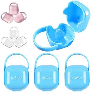 purifyou PurePouch BPA-Free Pacifier and Nipple Shield Cases - Set of 3 Baby Blue | Case for Diaper Bag & Stroller | Pacifier Box for Travel | Keeps Baby’s Binkies Clean and Accessible