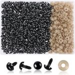 UPINS 600 Pieces 8MM Safety Eyes with Washers Black Plastic Safety Eyes for Amigurumi Doll Crochet Eyes for DIY Crafts Stuffed Animals Making Supplies