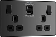 BG Electrical Evolve Double Switched Power Socket with USB C (30W) and USB A (2.1A) Charging Ports (3.1A)