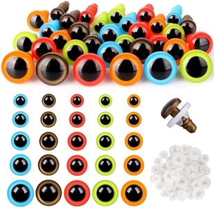 Nelytiya 100Pcs 5-10mm Safety Eyes for Crocheting with Washers 5 Colors amigurumi Eyes for Plush Stuffed Animal Eyes DIY Puppet Bear Toys Craft Doll Eyes for Crochet Animals Doll Making Supplies