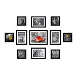 Amazon Brand - Solimo Synthetic Collage Set Of 11 Black Photo Frames (5 X 5 Inch - 6, 6 X 8 Inch - 4 & 8 X 10 Inch - 1 ), Rectangular, wall mount