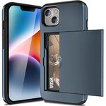 ACOCOBUY Compatible with iPhone 14 Case Shockproof Wallet Case for iPhone 14 Case with Card Holder Protective Dual Layer Armor Phone Case Rubber Bumper Cover for iPhone 14 Card Holder Slot Case Navy