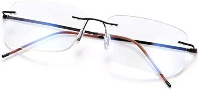 Rimless Progressive Multifocus Reading Glasses Blue Light Blocking No Line Multifocal Computer Readers for Women Men Unisex Rectangular Eyewear Titanium Lightweight Magnification Presbyopia Eyeglasses