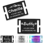 GISUREY Slide On Personalized Dog Tags, Silent Chew-Proof Dog Name Tags Personalized with Icons, Durable Stainless Steel Deep Engraved Custom Dog Tags for Collar, Curved to Fit Pet’s Neck, Black