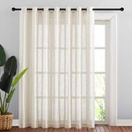 NICETOWN Linen Textured Sheer Curtains - Extra Wide Grommet Semi Voile Curtain Panel Window Treatment Drape for Living Room/Bedroom/Patio, Beige, 100 W by 84 L inches, Sold as 1 Panel