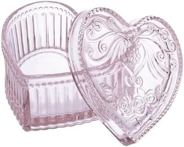 Gaolinci Crystal Glass Heart-Shaped Storage Box Embossed Jewelry Box Candy Box with Lid