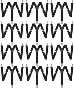 Suspenders for Men Heavy Duty – Adjustable 1” Y-Back Men's Suspenders for Dress Pants | Strong Metal Clips, Durable Elastic Straps, Leather Reinforcement – Comfortable, Formal, Pack of 12