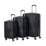 XEO HOME Suitcase Set of 3 Pcs Luggage Sets Hard Shell Travel Bags Lightweight Suitcases on 4 Spinner Wheels ABS Travel Trolley Case (Spiral Black)