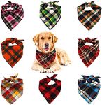 Dog Bandana, VIPITH 8 Pack Plaid Bibs Scarf, Washable Reversible Adjustable Triangle Dog Scarf Bow Ties for Pets and Cats (Random Color)