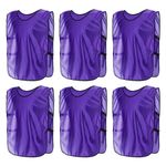 PATIKIL Scrimmage Vest, 6 Pack Soccer Pennies Soccer Jersey Training Vests Team Sports Pinnies Youth Football Practice Jerseys Fits Height 145cm to 170cm, Purple (Large)