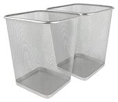 Greenco Small Trash Cans for Home or Office 2 Pack Lightweight Heavy Duty Under Desk Kitchen Bedroom Den Recycle Can 6 Gallon Square Trash Can