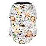 Terriboo Nursing Cover for Newborn Breastfeeding Multi Use Infant Stroller Canopy Unisex Baby Car Seat Cover High Chair Cover Shopping Cart Cover for Baby Boy and Girl (Zoo)