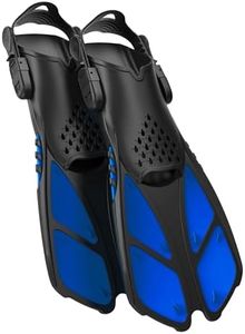 COZIA DESIGN Adjustable Swim Fins – Diving Fins, Travel Size Scuba Snorkel Fins for Snorkel Set Adult, Neoprene Water Socks Included with The Swimming Fins for Adults (Blue - L/XL)
