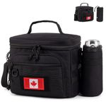 Tactical Reusable Lunch Bag for Men/Women - Insulated Lunch Box Leakproof Lunch Pail Freezable with Adjustable Shoulder Strap,Lunch Cooler Bag for Work Office Picnic Beach，Black