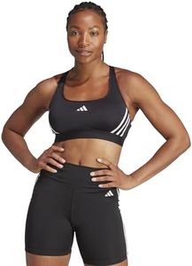 adidas Performance Powerimpact 3-Stripes Women's Medium-Support Training Bra, Black/White, Large (A-B Cup)